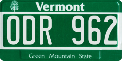 VT license plate ODR962