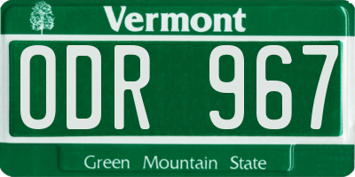 VT license plate ODR967