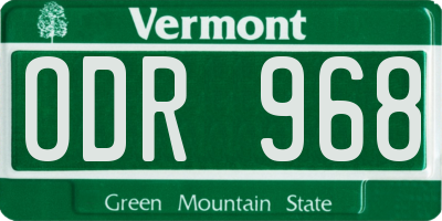 VT license plate ODR968