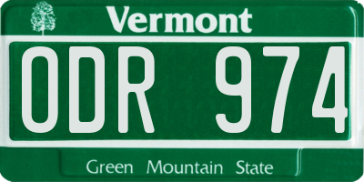 VT license plate ODR974