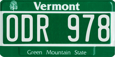 VT license plate ODR978