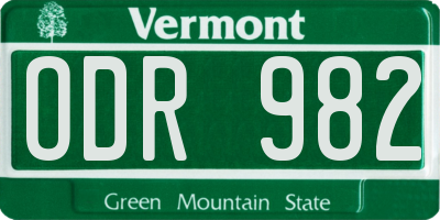 VT license plate ODR982