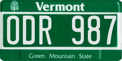 VT license plate ODR987
