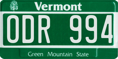 VT license plate ODR994