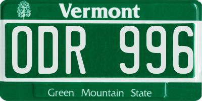 VT license plate ODR996