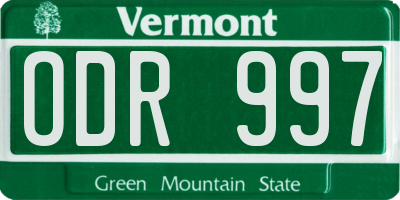 VT license plate ODR997