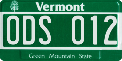 VT license plate ODS012
