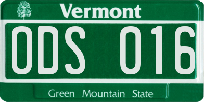 VT license plate ODS016