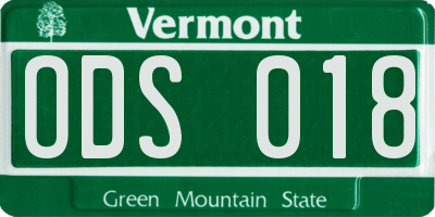 VT license plate ODS018
