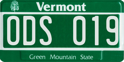 VT license plate ODS019