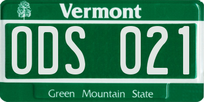 VT license plate ODS021