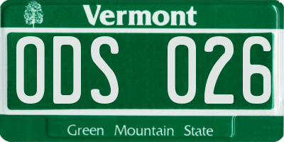 VT license plate ODS026