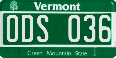 VT license plate ODS036