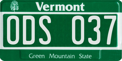 VT license plate ODS037