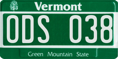 VT license plate ODS038