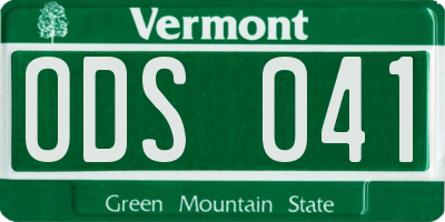 VT license plate ODS041