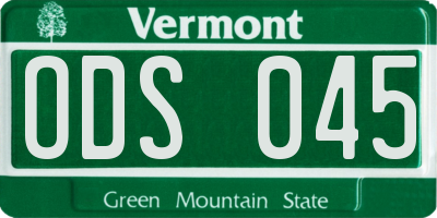 VT license plate ODS045