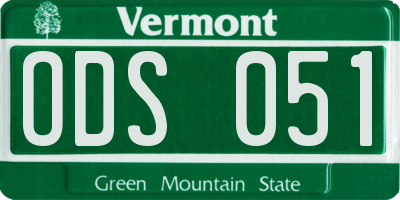 VT license plate ODS051