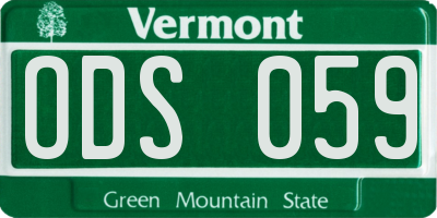 VT license plate ODS059