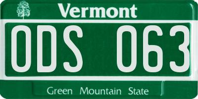 VT license plate ODS063