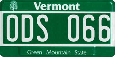 VT license plate ODS066