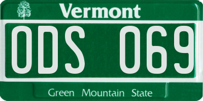 VT license plate ODS069