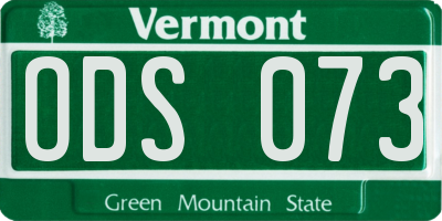 VT license plate ODS073