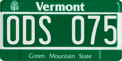 VT license plate ODS075