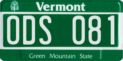 VT license plate ODS081