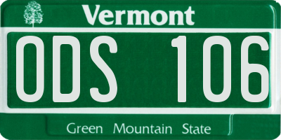 VT license plate ODS106