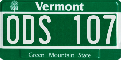 VT license plate ODS107