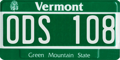 VT license plate ODS108
