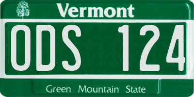 VT license plate ODS124
