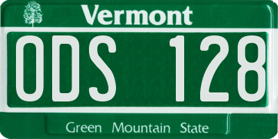VT license plate ODS128