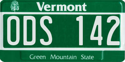 VT license plate ODS142