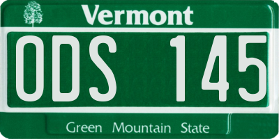 VT license plate ODS145