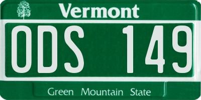 VT license plate ODS149
