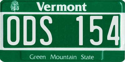 VT license plate ODS154