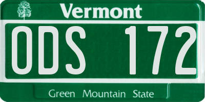 VT license plate ODS172