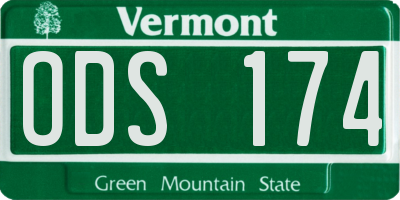 VT license plate ODS174