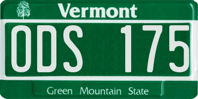 VT license plate ODS175
