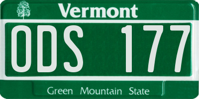 VT license plate ODS177