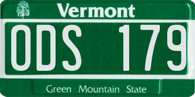 VT license plate ODS179