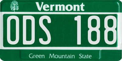 VT license plate ODS188