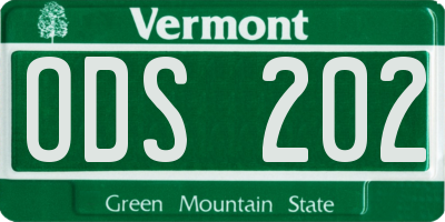 VT license plate ODS202