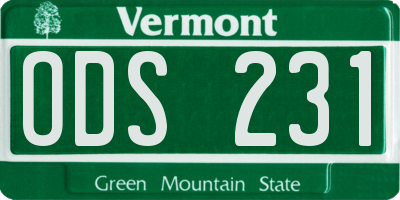VT license plate ODS231