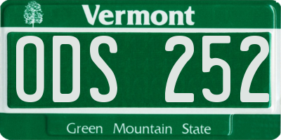 VT license plate ODS252