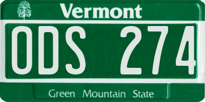 VT license plate ODS274