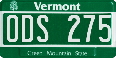 VT license plate ODS275
