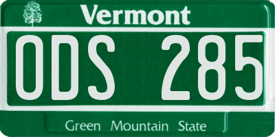 VT license plate ODS285